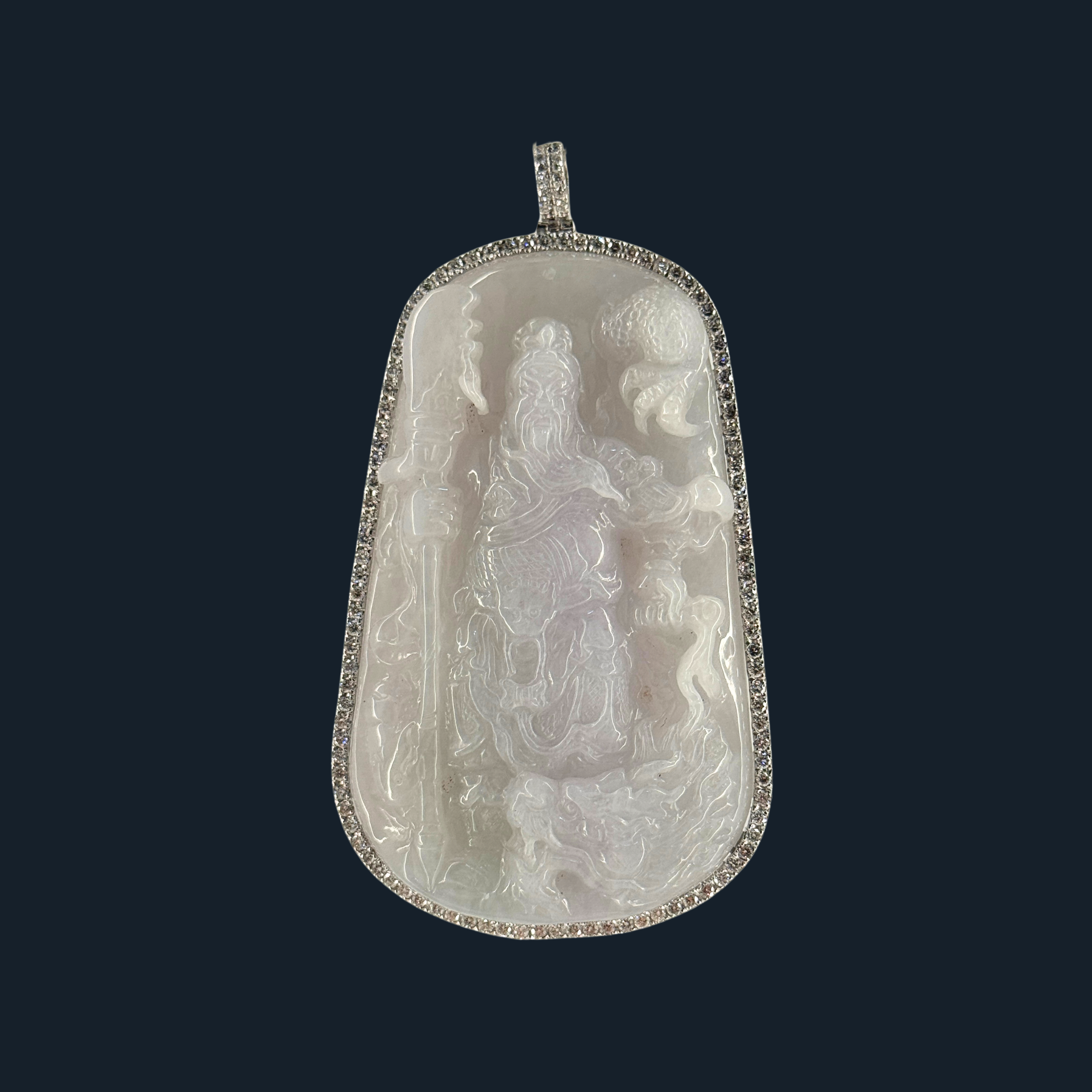 💎 ICED White Jade Guan Gong & Dragon