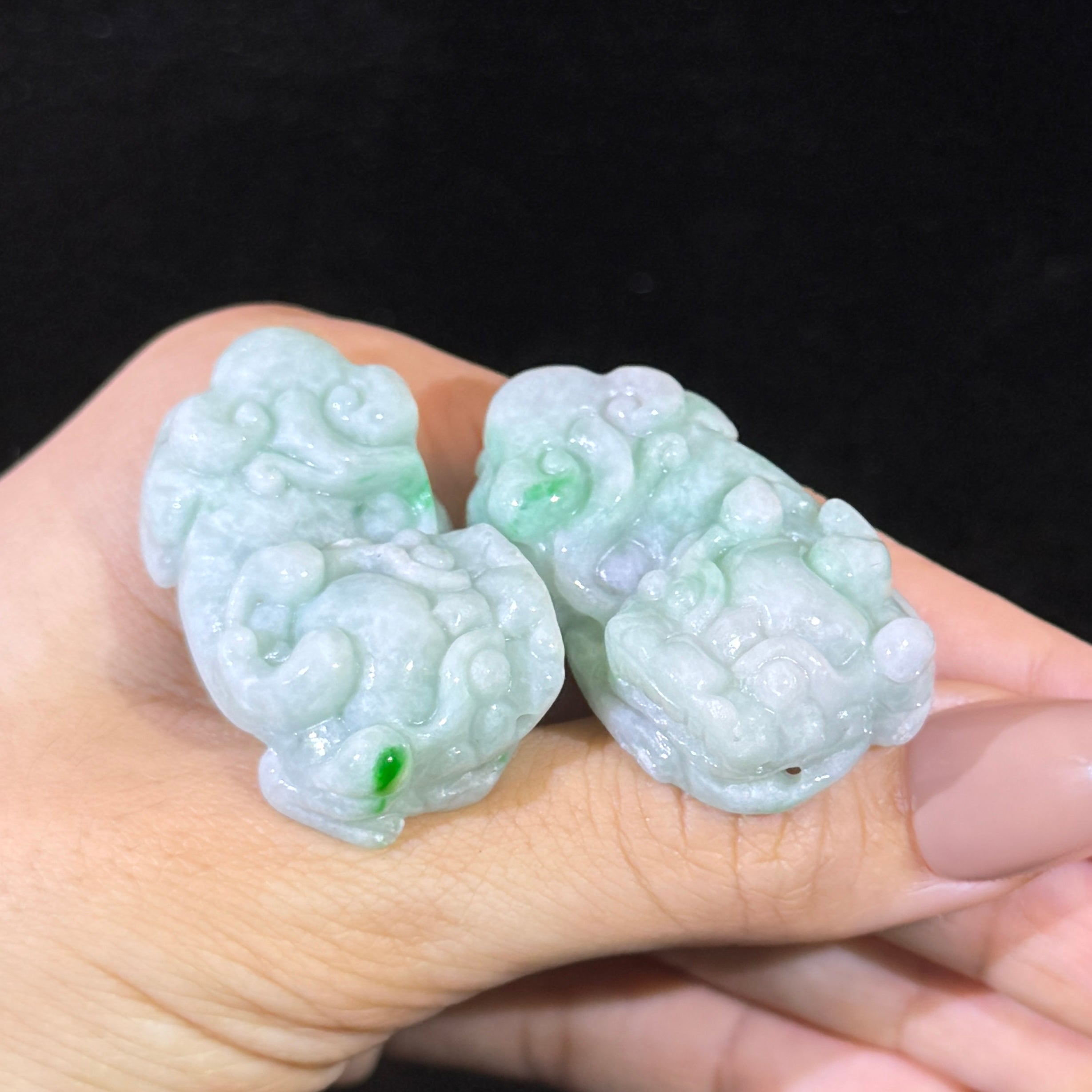 Type A Green Jade Pixiu Pair Display