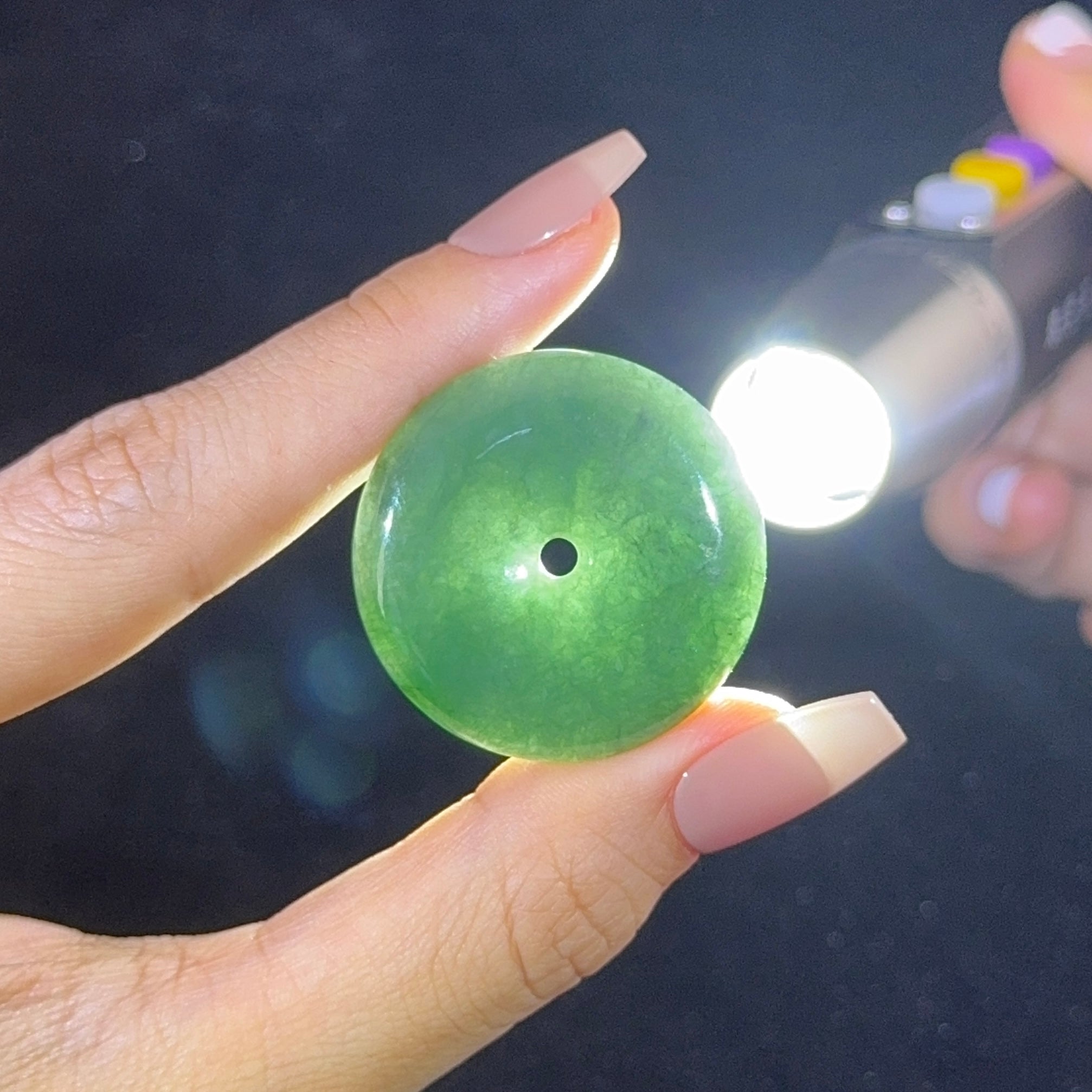 Type A Green Jade Ping An Kou Pendant