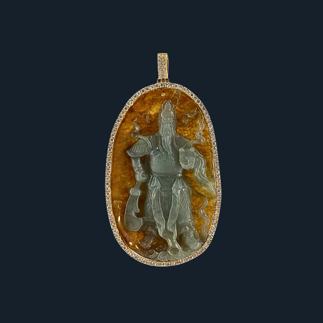💎 ICED Green & Yellow Jade Guan Gong